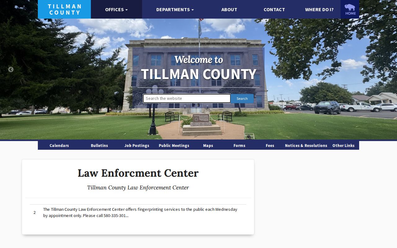Official Tillman County Law Enforcement Center release and facility page